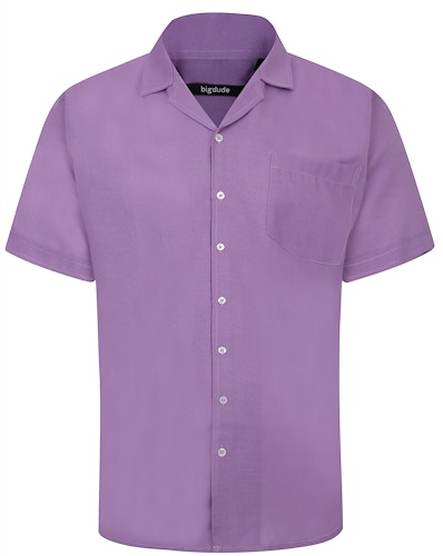 Bigdude Light Linen Touch Short Sleeve Shirt Lilac