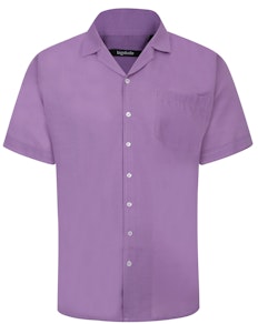 Bigdude Light Linen Touch Short Sleeve Shirt Lilac