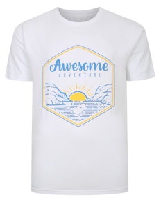 Bigdude Adventure Print T-Shirt Weiß Groß