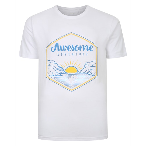 Bigdude Adventure Print T-Shirt White Tall