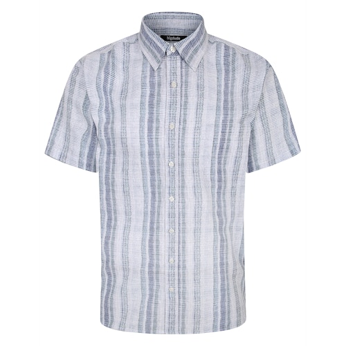 Bigdude Lightweight Striped Short Sleeve Shirt Blue Tall