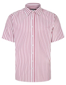 Bigdude Short Sleeve Striped Summer Shirt Red