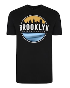 Bigdude New York Skyline Print T-Shirt Black Tall