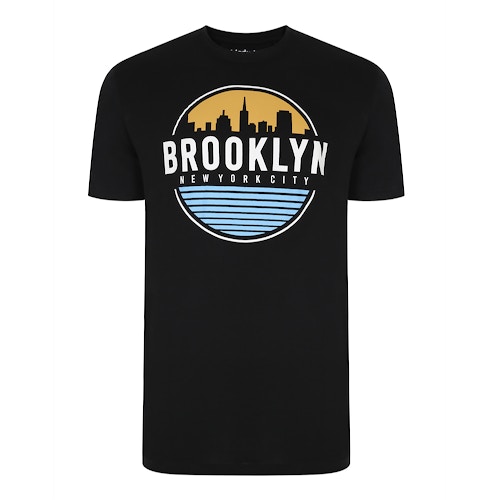 Bigdude T-Shirt mit New York Skyline Print Schwarz Tall Fit