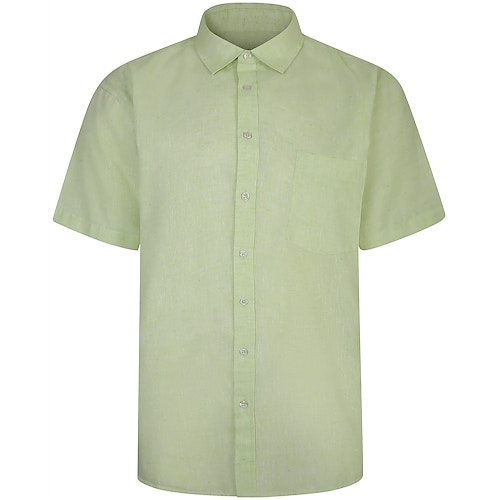 Bigdude Short Sleeve Milton Linen Summer Shirt Lime Green Tall