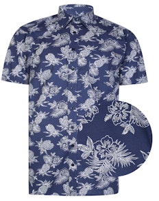 Bigdude Pineapple Print Short Sleeve Shirt Blue