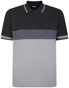 Bigdude Cut & Sew Contrast Colour Polo Shirt Grey