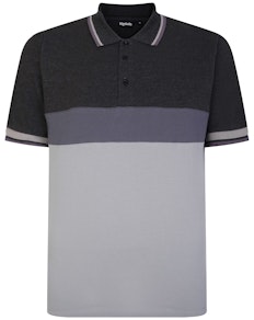 Bigdude Cut & Sew Poloshirt in Kontrastfarbe Grau