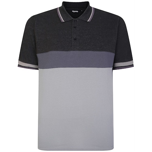Bigdude Cut & Sew Contrast Colour Polo Shirt Grey