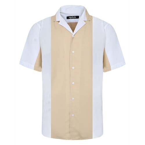Bigdude Rayon Relaxed Collar Short Sleeve Shirt Cream