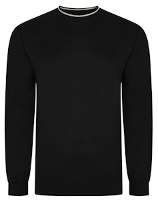 Bigdude Long Sleeve T-Shirt With Tipping Black