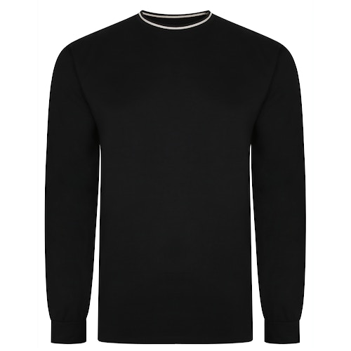 Bigdude Long Sleeve T-Shirt With Tipping Black