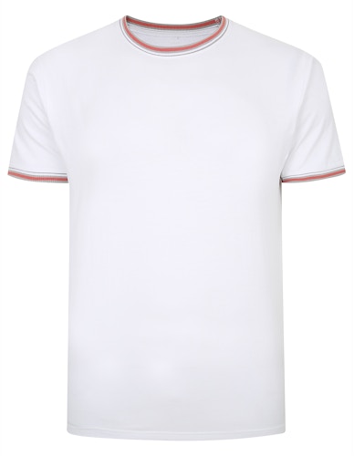 Bigdude Contrast Tipped T-Shirt White Tall