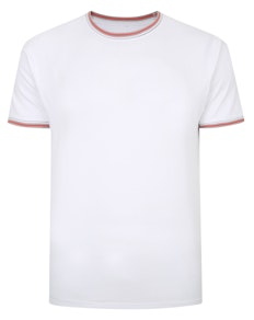 Bigdude T-Shirt mit Kontraststreifen, Weiß, groß