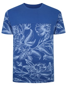 Bigdude Floral Cut & Sew T-Shirt Deep Blue