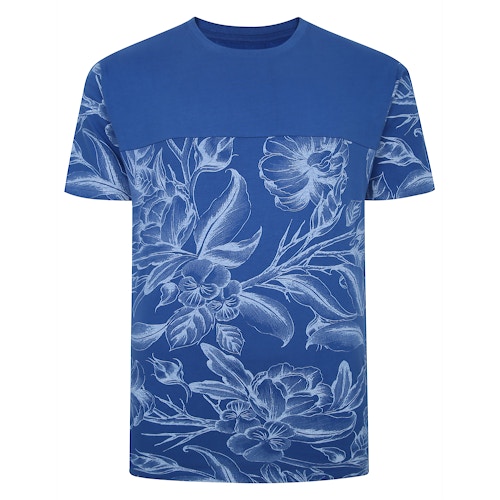 Bigdude Floral Cut & Sew T-Shirt Deep Blue