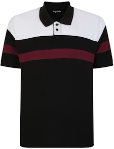 Bigdude Colour Block Polo Shirt Black Tall