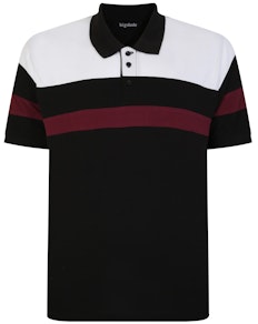 Bigdude Colour Block Grandad Polo Shirt Black Tall