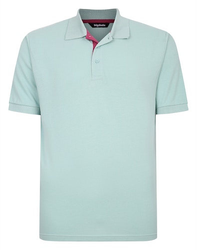 Bigdude Contrast Placket Polo Shirt Turquoise
