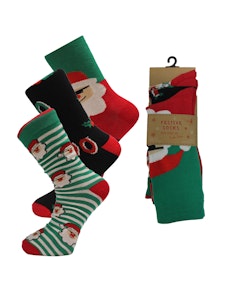 3er-Pack Socken mit Weihnachtsmotiv, Grün/Schwarz