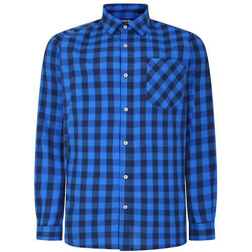 Bigdude Gingham Long Sleeve Shirt Blue