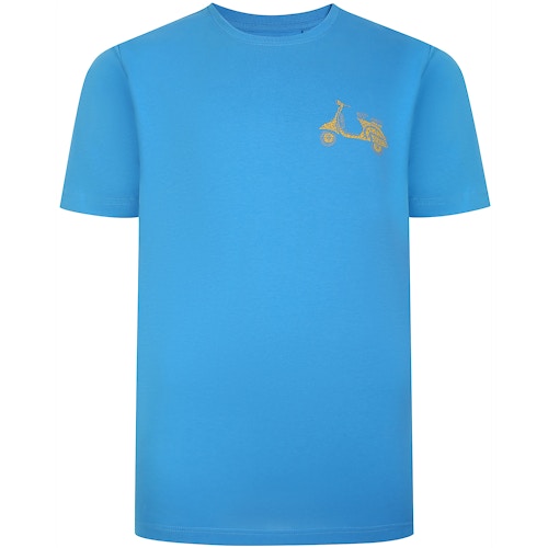 T-Shirt mit Bigdude Scooter-Aufdruck, blau, groß