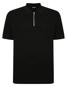 Bigdude Zipped Waffle Polo Shirt Black Tall