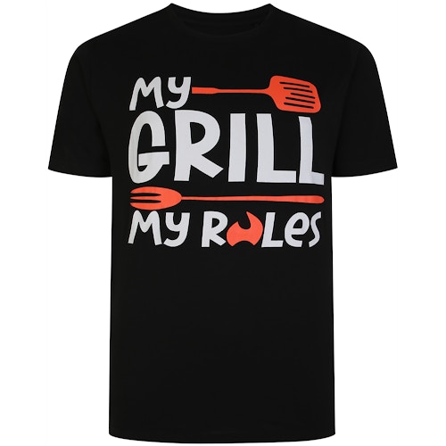 Bigdude BBQ Grill Print T-Shirt Schwarz Tall