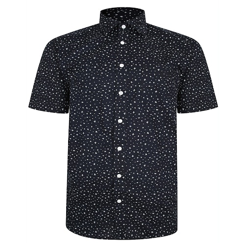 Bigdude Patterned Short Sleeve Shirt Black