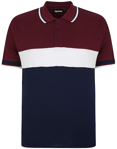Bigdude Cut & Sew Contrast Colour Polo Shirt Navy