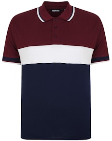 Bigdude Cut & Sew Poloshirt in Kontrastfarbe Marineblau