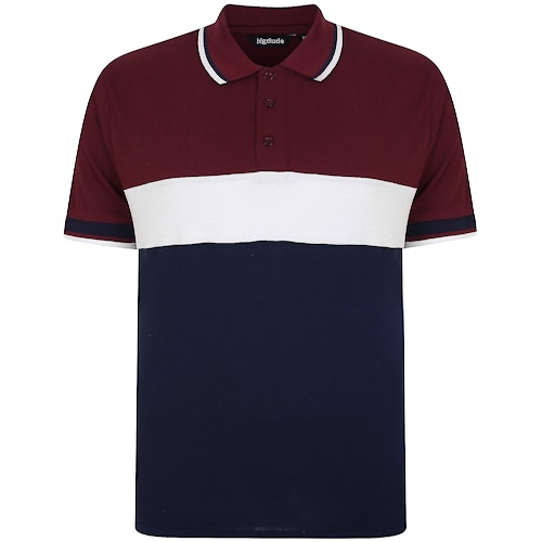 Bigdude Cut & Sew Contrast Colour Polo Shirt Navy