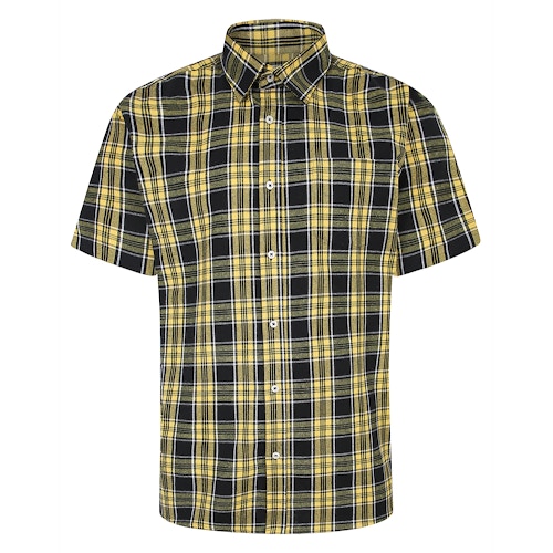 Bigdude Short Sleeve Check Shirt Yellow Tall