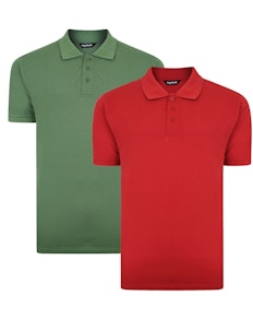 Bigdude Plain Polo Shirt Deep Green /Pepper Red Twin Pack