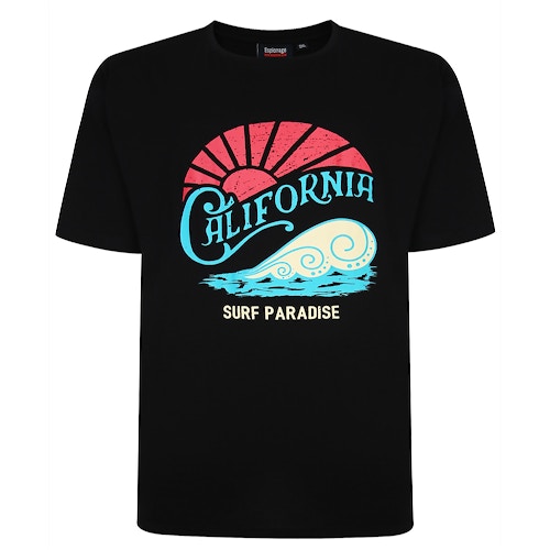 Espionage Surf Paradise Print T-Shirt Schwarz
