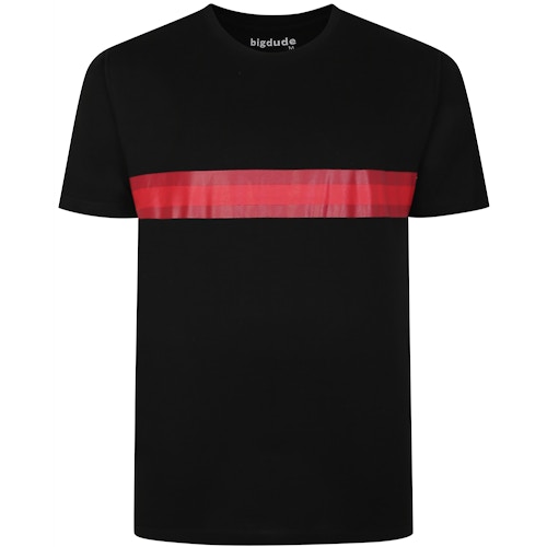 Bigdude Pattern Striped T-Shirt Black/Red Tall