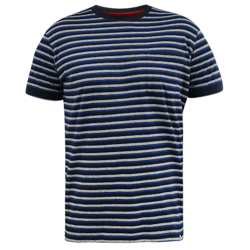 D555 Beamont Jacquard-Streifen-T-Shirt Marineblau gestreift