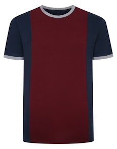 Bigdude – T-Shirt mit vertikalem Farbblockdesign, Marineblau, Größe L