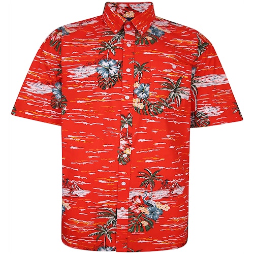 Espionage Hawaiian Print Shirt Orange