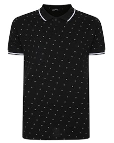 Bigdude All Over Spot Print Polo Shirt Black