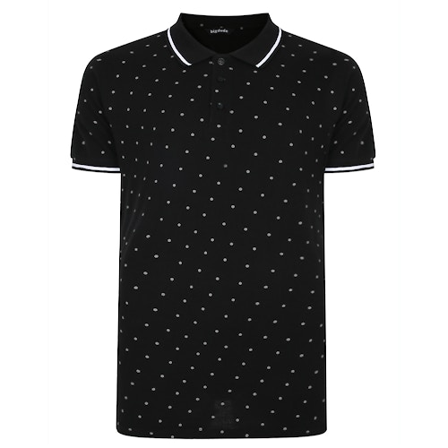 Bigdude All Over Spot Print Polo Shirt Black