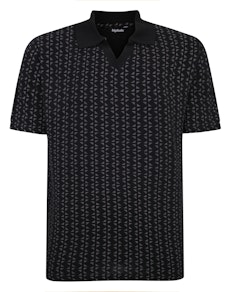 Bigdude – Poloshirt mit geometrischem Print, Schwarz