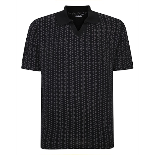 Bigdude Geometric Print Polo Shirt Black