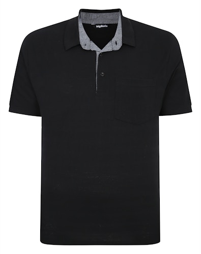 Bigdude Striped Textured Polo Shirt Black