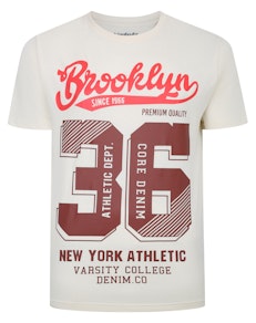 Bigdude T-Shirt mit Brooklyn-Print, cremefarben, groß
