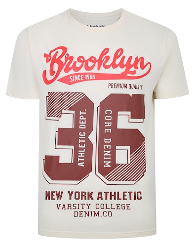 Bigdude Brooklyn Print T-Shirt Cream Tall