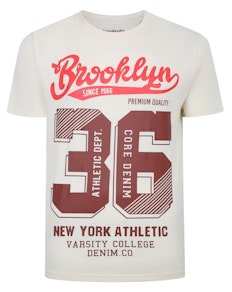 Bigdude T-Shirt mit Brooklyn-Print, cremefarben, groß