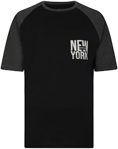 Bigdude New York Contrast Raglan T-Shirt Black/Charcoal Marl