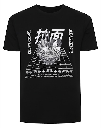 Bigdude Ramen Print T-Shirt Black