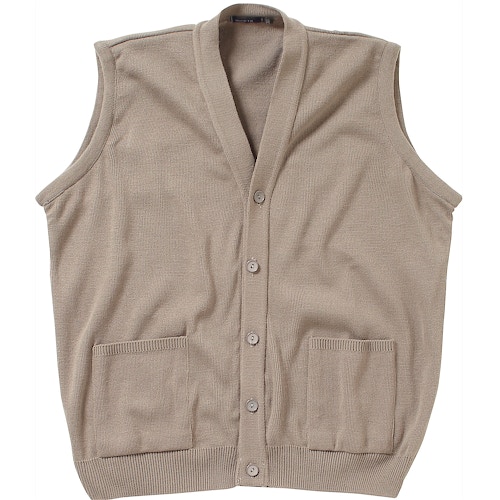 Cotton Valley Knitted Sleeveless Cardigan Taupe